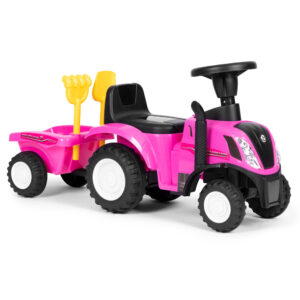 Vaikiškas traktorius New Holland su priekaba, interaktyviu vairu ir garsais, rožinis - Image 9