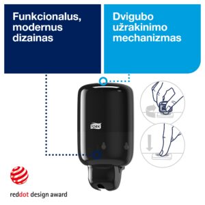 Skysto muilo laikiklis Tork S2 (561008), 475 ml, juodos spalvos, plastikinis - Image 2