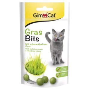 GIMCAT GrasBits Traškūs žolės kąsneliai – skanėstas katei – 40g - Image 1