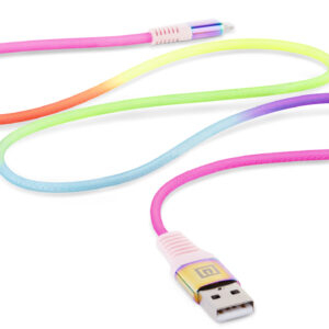 Laidas REAL-EL MFI USB A - Lightning Rainbow 1m, vaivorykštės spalvos - Image 3