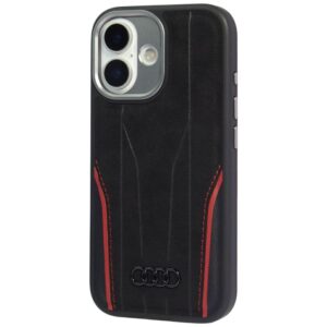 Dėklas Audi R8 Genuine Leather MagSafe for Apple iPhone 17 juodos spalvos-red - Image 3