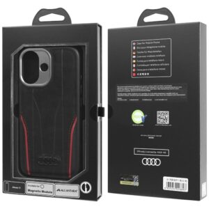 Dėklas Audi R8 Genuine Leather MagSafe for Apple iPhone 17 juodos spalvos-red - Image 10