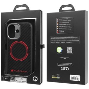 Dėklas Audi RSQ Carbon Fiber Sport Red Circle MagSafe for Apple iPhone 17 juodos spalvos - Image 10