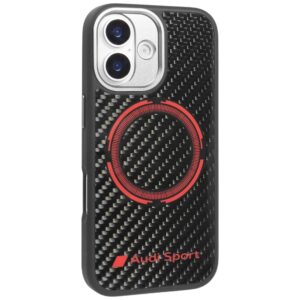 Dėklas Audi RSQ Carbon Fiber Sport Red Circle MagSafe for Apple iPhone 17 juodos spalvos - Image 2
