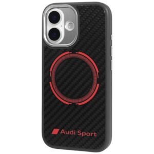 Dėklas Audi RSQ Carbon Fiber Sport Red Circle MagSafe for Apple iPhone 17 juodos spalvos - Image 3