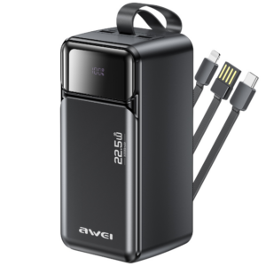 Powerbank Awei PA-107 50000mAh 22,5W PD 3xUSB juodos spalvos