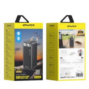 Powerbank Awei PA-81 50000mAh 65W PD 2xUSB-A/USB-C juodos spalvos - Image 2