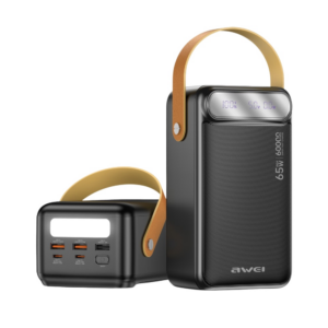 Powerbank Awei PA-82 60000mAh 65W PD 2xUSB-A/USB-C juodos spalvos