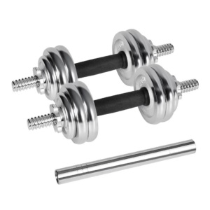 REBEL ACTIVE chromuoti reguliuojamo svorio hanteliai dėkle, 15 kg, su štanga - Image 1