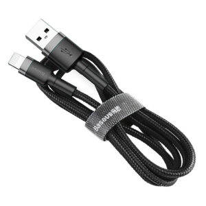 Kabelis USB A - IP Lightning 3m QC3.0 su nailoniniu šarvu Cafule pilkas/juodas BASEUS