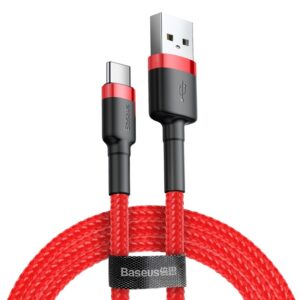Kabelis USB A - USB C, 1.0m QC3.0 su nailoniniu šarvu raudonas BASEUS