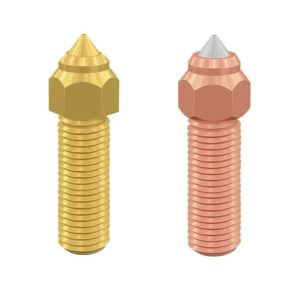 3D spausdintuvo purkštukų komplektas 1vnt žalvarinis, 1vnt varinis / grūdinto plieno 0.4mm skirti K1 / K1Max / CR-M4 / ENDER-3V3KE CREALITY