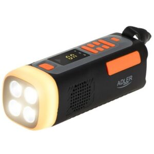 Adler AD 1920 Avarinis radijas Saulės panelė / Rankena / Powerbank 4500 mAh Juodas - Image 3