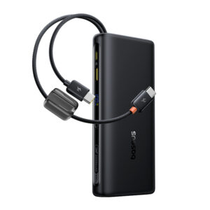 LiPo išorinis akumuliatorius (Powerbank) 20000mAh 100W su įmontuotu USB-C kabeliu, USB-A, USB-C JC41 EnerFill Juodas BASEUS