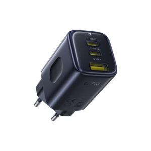 Sieninis įkroviklis PicoGo AE11 67W USB-A + 2xUSB-C QC PD, juodas