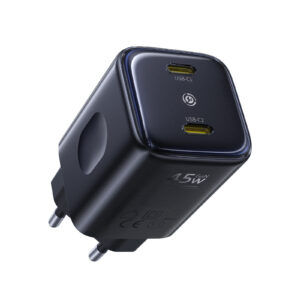 Sieninis įkroviklis PicoGo AN13 45W 2xUSB-C PD3.0, juodas