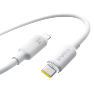 Kabelis USB C - IP Lightning 2m 20W baltas porėto silikono izoliacija BASEUS