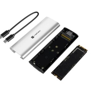 IŠORINIS SSD DĖKLAS NATEC RHINO M.2 NVME LITE USB-C 3.2 GEN 2 ARCTIC SILVER