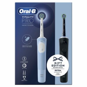 Oral-B Vitality Pro Duo Suaugusiems Besisukantis vibruojantis dantų šepetėlis Juoda, Mėlyna, Balta - Image 2