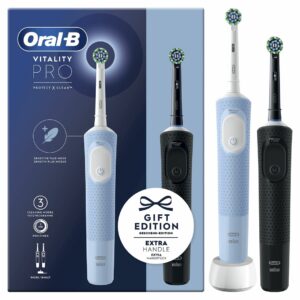 Oral-B Vitality Pro Duo Suaugusiems Besisukantis vibruojantis dantų šepetėlis Juoda, Mėlyna, Balta - Image 1