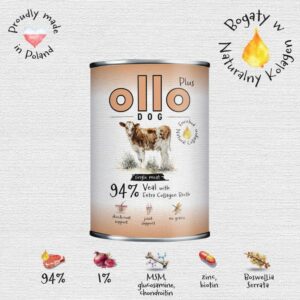 OLLO Plus Collagen Mono Veal - drėgnas ėdalas šunims - 800g - Image 2