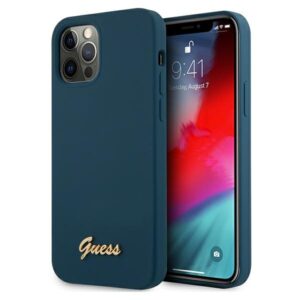 Guess GUHCP12LLSLMGBL Apple iPhone 12 Pro Max 6,7" blue hardcase Metal Logo Script
