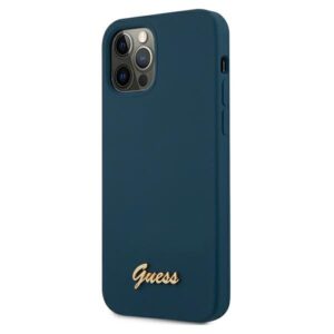 Guess GUHCP12LLSLMGBL Apple iPhone 12 Pro Max 6,7" blue hardcase Metal Logo Script - Image 2