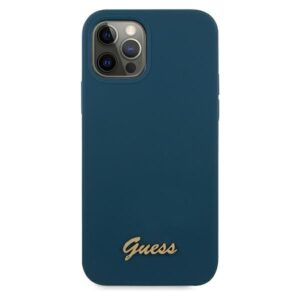 Guess GUHCP12LLSLMGBL Apple iPhone 12 Pro Max 6,7" blue hardcase Metal Logo Script - Image 3