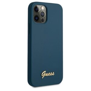 Guess GUHCP12LLSLMGBL Apple iPhone 12 Pro Max 6,7" blue hardcase Metal Logo Script - Image 4