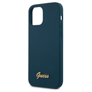 Guess GUHCP12LLSLMGBL Apple iPhone 12 Pro Max 6,7" blue hardcase Metal Logo Script - Image 6