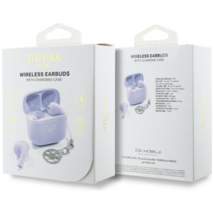 TWS ausinės Guess Glossy Effect Printed Classic Logo & Charm lavender - Image 6