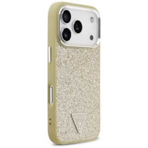 Guess Glitter Triangle Logo MagSafe dėklas Apple iPhone 17 Pro gold - Image 4