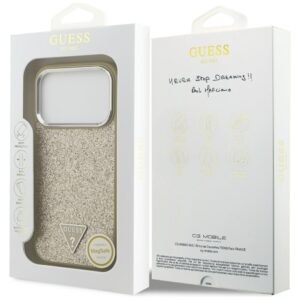 Guess Glitter Triangle Logo MagSafe dėklas Apple iPhone 17 Pro gold - Image 8