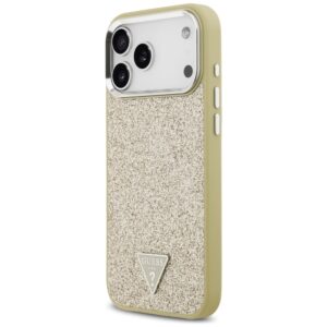 Guess Glitter Triangle Logo MagSafe case skirtas Apple iPhone 17 Pro Max aukso spalvos - Image 2
