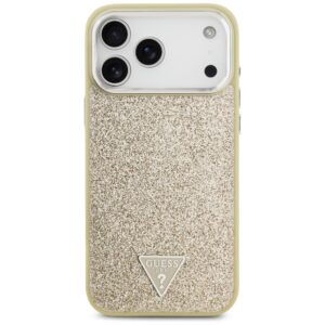 Guess Glitter Triangle Logo MagSafe case skirtas Apple iPhone 17 Pro Max aukso spalvos - Image 3