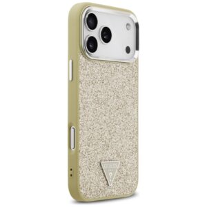 Guess Glitter Triangle Logo MagSafe case skirtas Apple iPhone 17 Pro Max aukso spalvos - Image 4