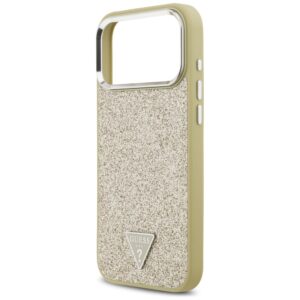 Guess Glitter Triangle Logo MagSafe case skirtas Apple iPhone 17 Pro Max aukso spalvos - Image 6