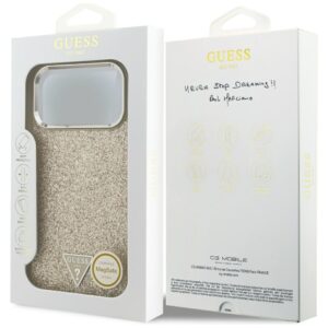 Guess Glitter Triangle Logo MagSafe case skirtas Apple iPhone 17 Pro Max aukso spalvos - Image 8