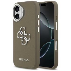 Guess Grained Big 4G Classic Logo dėklas Apple iPhone 17 Pro Brown