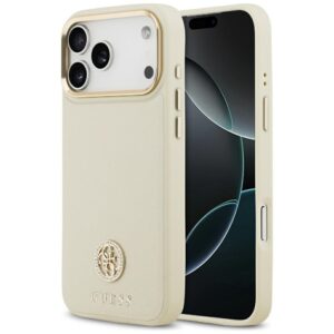 Dėklas Guess Grained Strass Logo MagSafe for Apple iPhone 17 Pro Max beige