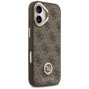 Guess 4G Strass Logo & Big Strap Metal Buttons MagSafe dėklas skirtas Apple iPhone 17 Brown - Image 4