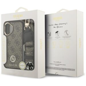 Guess 4G Strass Logo & Big Strap Metal Buttons MagSafe dėklas skirtas Apple iPhone 17 Brown - Image 9