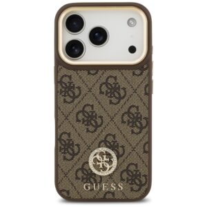 Guess 4G Strass Logo & Big Strap Metal Buttons MagSafe dėklas skirtas Apple iPhone 17 Pro Brown - Image 3