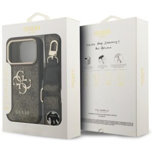 Guess 4G Big 4G Classic Logo Big Strap Metal Buttons dėklas skirtas Apple iPhone 17 Pro Brown - Image 9