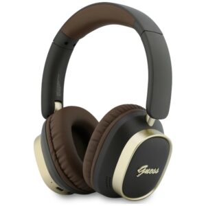 Ausinės Guess Bluetooth ENC Rectangle Metal Script rudos spalvos