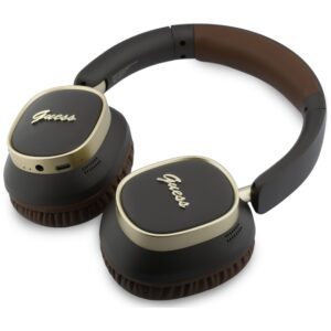 Ausinės Guess Bluetooth ENC Rectangle Metal Script rudos spalvos - Image 5