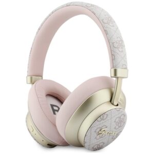 Ausinės nauszne Guess Bluetooth ENC 4G Gold Script Metal rožinės spalvos