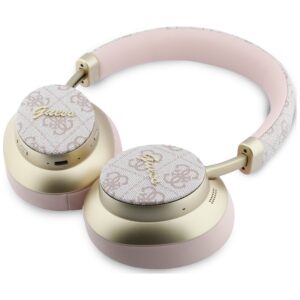 Ausinės nauszne Guess Bluetooth ENC 4G Gold Script Metal rožinės spalvos - Image 4