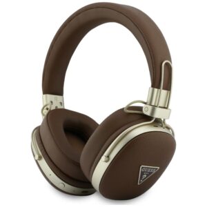 Ausinės Guess Bluetooth ENC Metal Grained Triangle Logo rudos spalvos