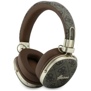 Ausinės Guess Bluetooth ENC Metal 4G Script Logo rudos spalvos